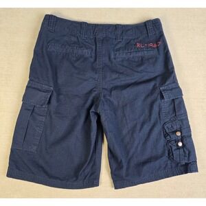 Polo Ralph Lauren Kids Navy Blue Cargo Shorts Size 12 RL 1967 Embroidered